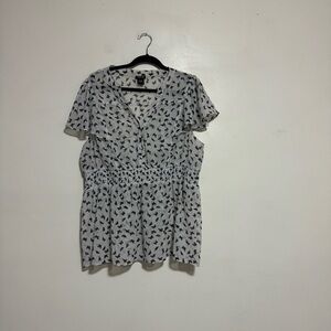 Torrid Sheer White With Black Butterfly Blouse - Size 2
